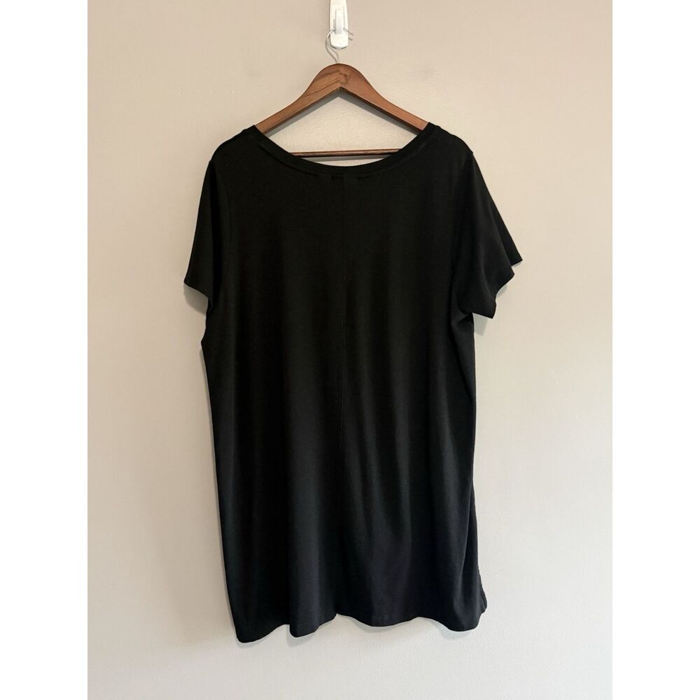 Tahari Black V Neck Knit Top Soft Comfort Classic Short Sleeve Tunic 2X Plus - Picture 4 of 11